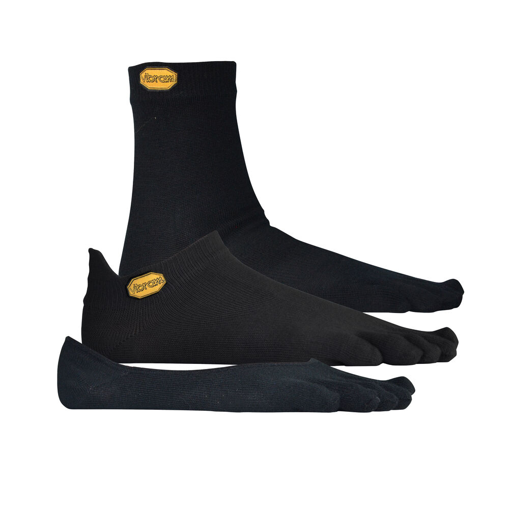 Vibram Fivefingers Crew-No Show-Ghost 3 Pack Womens Five Finger Socks Black Australia (EXP349817)